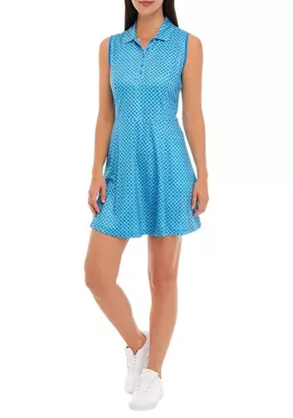 Pro Tour Womens XL Geometric Cool Play Sleeveless Flounce Golf Tennis Dress